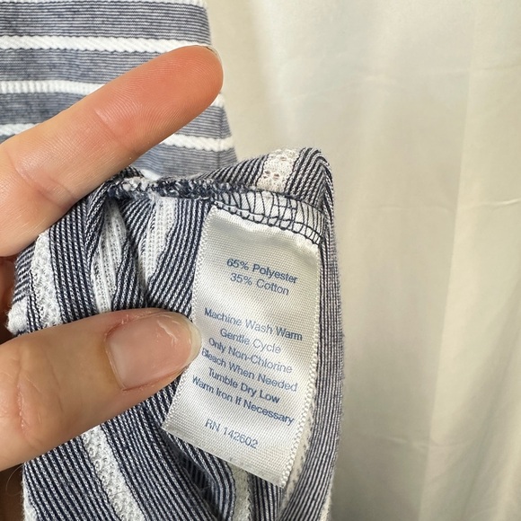 STS Sail To Sable Striped Racerback Maxi Dress Cotton Blend Medium Navy White - Picture 7 of 7